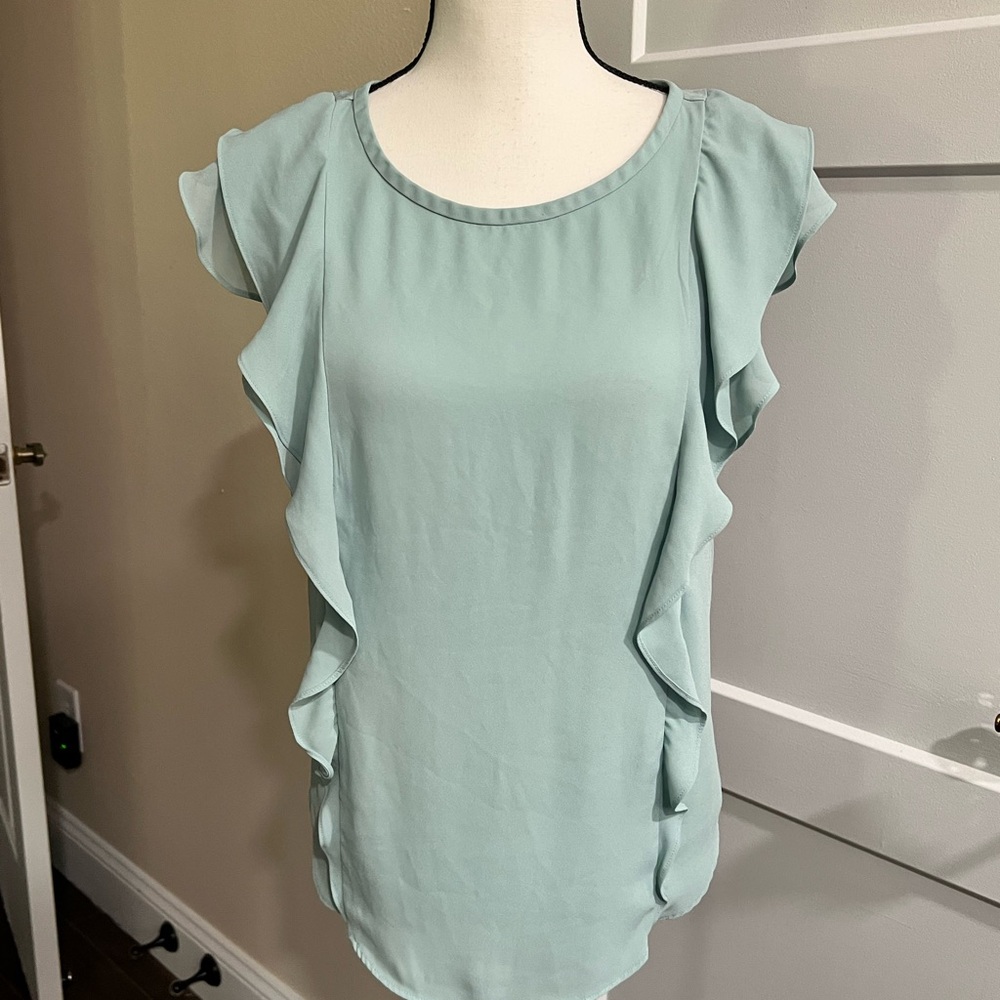 LOFT Women's Flutter Sleeve Blouse in Soft Mint